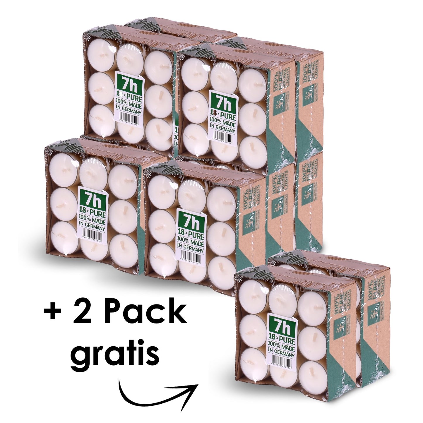 Teelichter aus Rapswachs 7 Stunden Brenndauer.